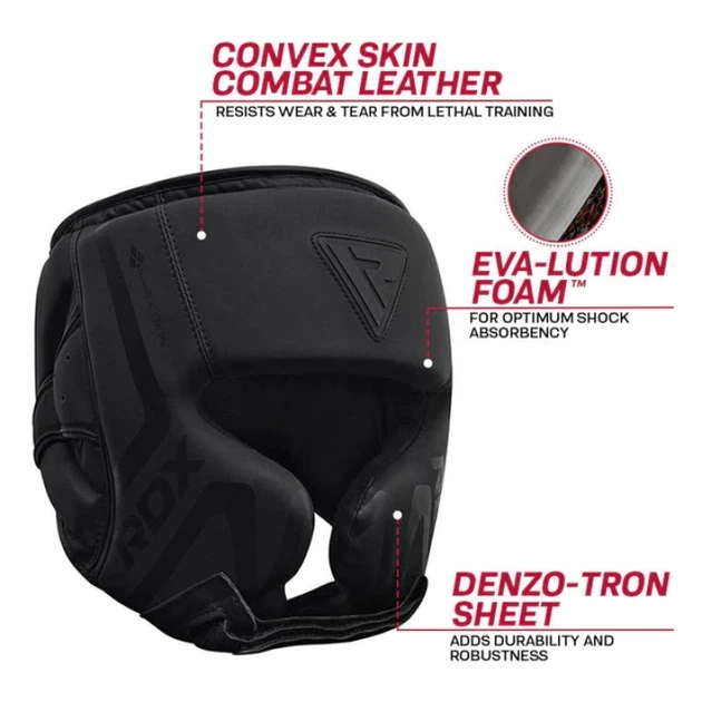 Боксерський Шолом RDX T15 Noir Cheek Protector Head Guard Чорний L (HGR-T15MB-L) - изображение 5