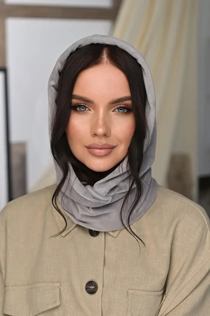 Капюшон із велюру "Мікаелла" 789-017 сірий - Фото 1 Капюшон із велюру "Мікаелла" 789-017 сірий - изображение 1