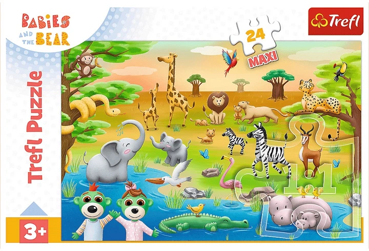 Пазл Trefl Maxi Малюки та Ведмедик: Сафарі 24 елементи 14373 (5900511143737) - зображення 2