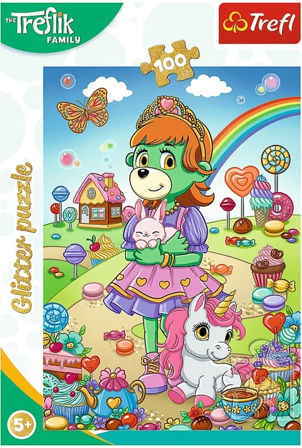 Пазл Trefl Glitter Родина Трефликів: Блискучі Трефлики 100 елементів 14833 (5900511148336) - зображення 2