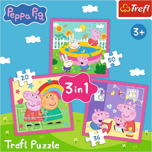 Набір пазлів Trefl 3в1 Свинка Пеппа: Пеппа і друзі 20/36/50 елементів 34873 (5900511348736) - зображення 5