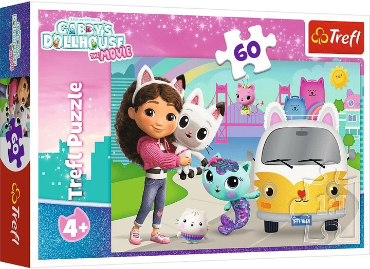 Пазл Trefl Gabby's Dollhouse: Габбі та котячі пригоди 60 елементів 17415 (5900511174151) - зображення 1