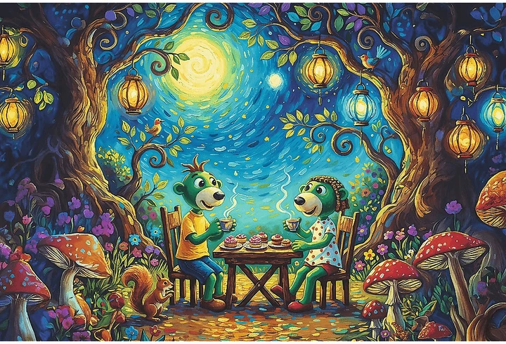 Пазл Trefl Inspired By Art The Treflik Family: Зустріч у кав’ярні 100 елементів 16561 (5900511165616) - зображення 3