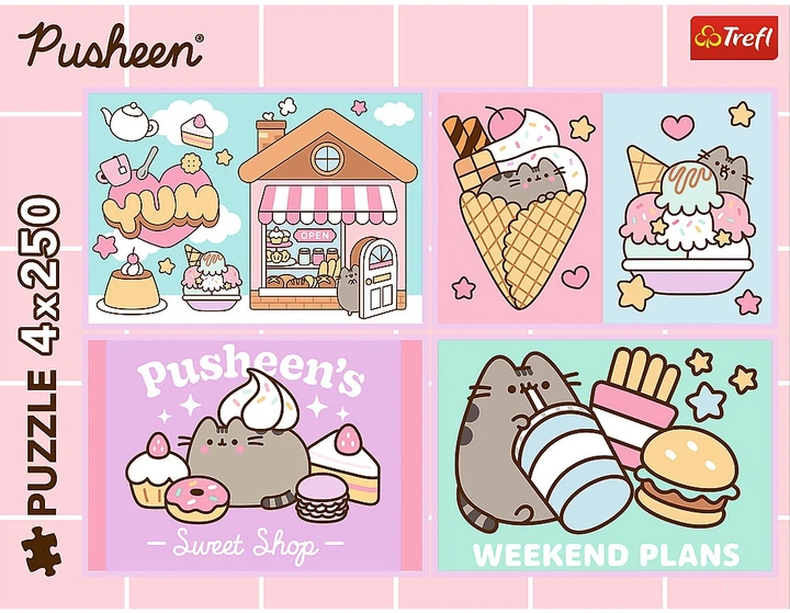 Набір пазлів Trefl Pusheen: Знайомство з Pusheen 4 x 250 елементів 13371 (5900511133714) - зображення 2