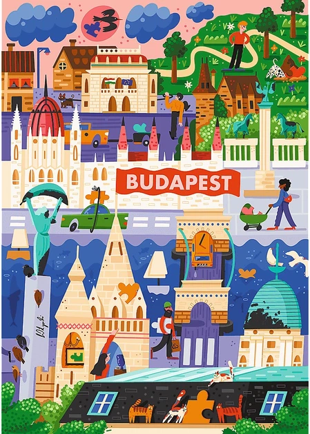 Пазл Trefl The Art of Colour: Будапешт, Угорщина 1000 елементів 12107 (5900511121070) - зображення 3