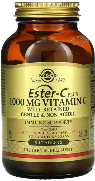 Эстер С витамин C Solgar Ester C Plus vitamin C 1000 мг 90 таблеток ARE-576520 - Фото 1 Эстер С витамин C Solgar Ester C Plus vitamin C 1000 мг 90 таблеток ARE-576520 - изображение 1