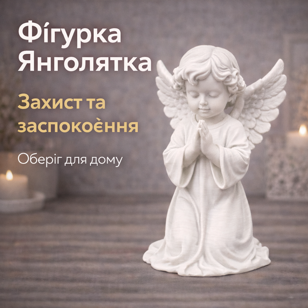 Декоративна фігурка Янголятко Пластик 80мм Білий - Фото 1 Декоративна фігурка Янголятко Пластик 80мм Білий - изображение 1
