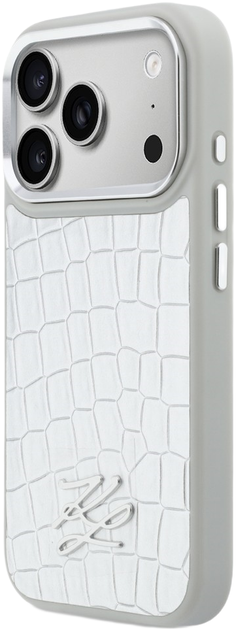 Etui Karl Lagerfeld Croco KL Script Logo MagSafe do Apple iPhone 17 Pro Max Silver (3666339601904) - obraz 2