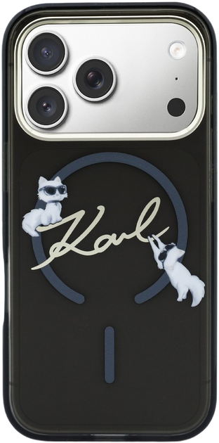 Etui Karl Lagerfeld IML Choupettes Karl  Script Logo MagSafe do Apple iPhone 17 Pro Black (3666339605896) - obraz 3