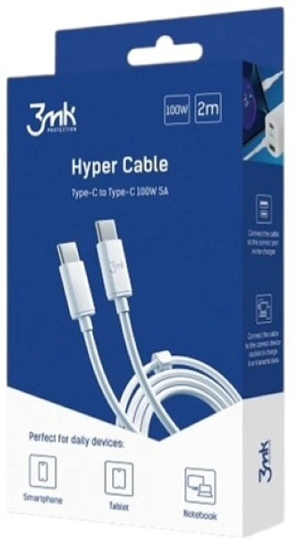 Kabel 3MK Hyper Cable USB Type-C - USB Type-C 5A 2 m biały (5903108464543) - obraz 5