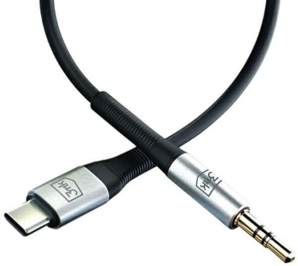 Kabel 3MK AUX USB-C - Jack 3.5 mm 1 m Black (5903108528788) - obraz 7