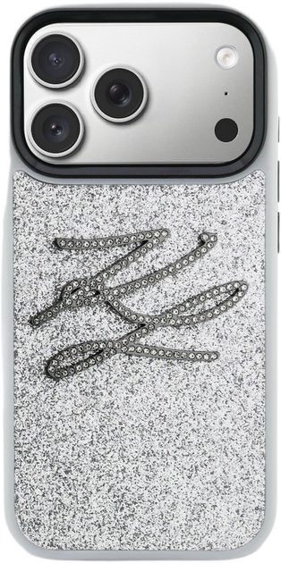 Etui Karl Lagerfeld IML Glitter KL Diamond Logo do Apple iPhone 17 Pro Max Silver (3666339604783) - obraz 3
