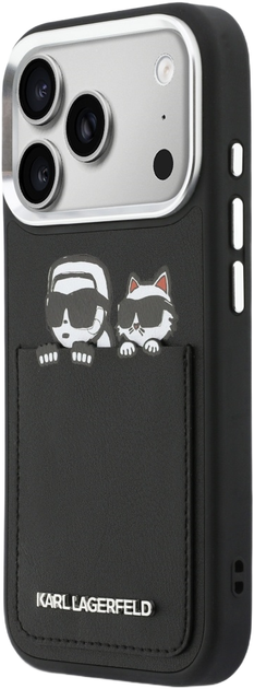 Etui Karl Lagerfeld Karl & Choupette Print & Pocket do Apple iPhone 17 Pro Black (3666339605254) - obraz 2