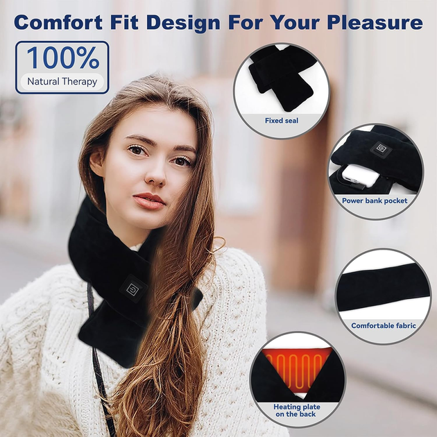 Шарф із підігрівом Graphene Heated Scarf Теплий шарф з перезаряджуваним акумулятором 5000 мА·год - Фото 5 Шарф із підігрівом Graphene Heated Scarf Теплий шарф з перезаряджуваним акумулятором 5000 мА·год - зображення 5