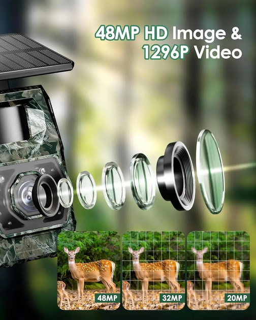 Камера-фотоловушка Solar Trail Camera Wi-Fi 6, 48 МП, 1296P, ночное видение, солнечная панель, аккумулятор 5200 мАч, IP66 - изображение 8