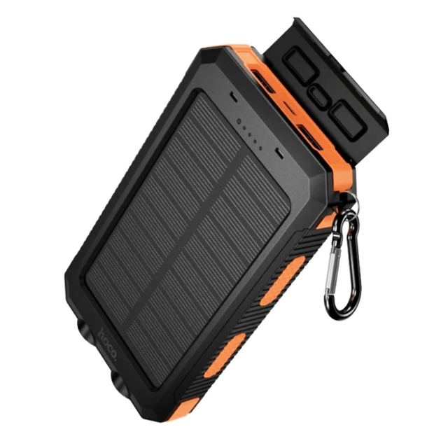 Туристичний зовнішній акумулятор Power Bank HOCO J164 Platinum Solar 8000mAh 10W - павербанк із сонячною панеллю та LED ліхтариком - зображення 5