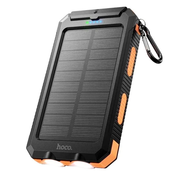 Туристичний зовнішній акумулятор Power Bank HOCO J164 Platinum Solar 8000mAh 10W - павербанк із сонячною панеллю та LED ліхтариком - зображення 7