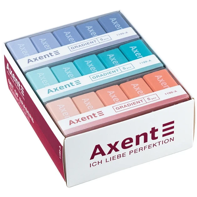 Набір гумок Axent Gradient 1199-A у пластиковому боксі, асорті, 5 шт. - зображення 5