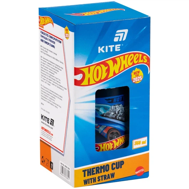 Термочашка з трубочкою Kite Hot Wheels 350 мл (HW25-1263) - Фото 4 Термочашка з трубочкою Kite Hot Wheels 350 мл (HW25-1263) - зображення 4