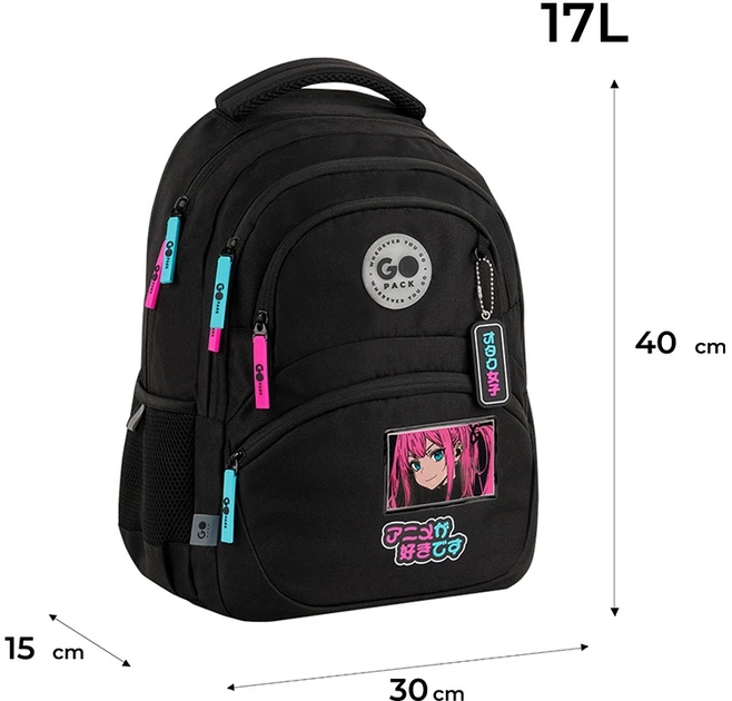 Рюкзак GoPack з ортопедичною спинкою Education Anime girl 40x30x15 см Чорний (GO26-175M-2) - зображення 3
