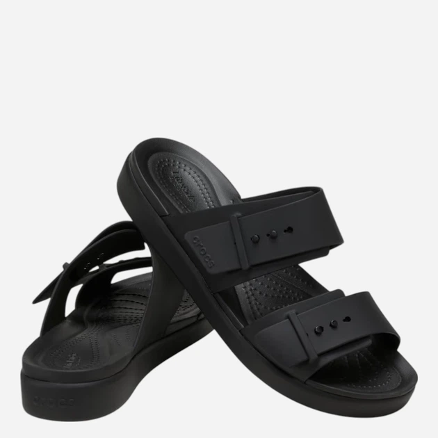 Klapki basenowe damskie Crocs Brooklyn Buckle Low 211215-001 39-40 Czarne - obraz 3