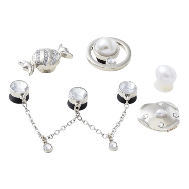 Джибітси Crocs Silver And Pearl 5 Pack 10017723 5 шт Різнокольорові (198445376726) - зображення 2