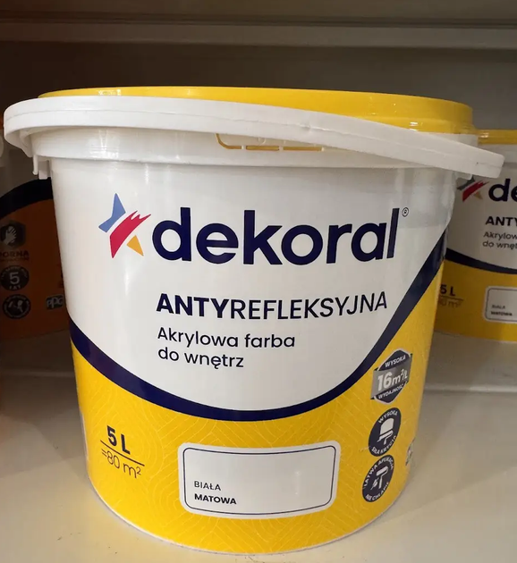 Фарба DEKORAL ANTYREFLEKSYJNA, сніжно-біла, 5 л - изображение 2