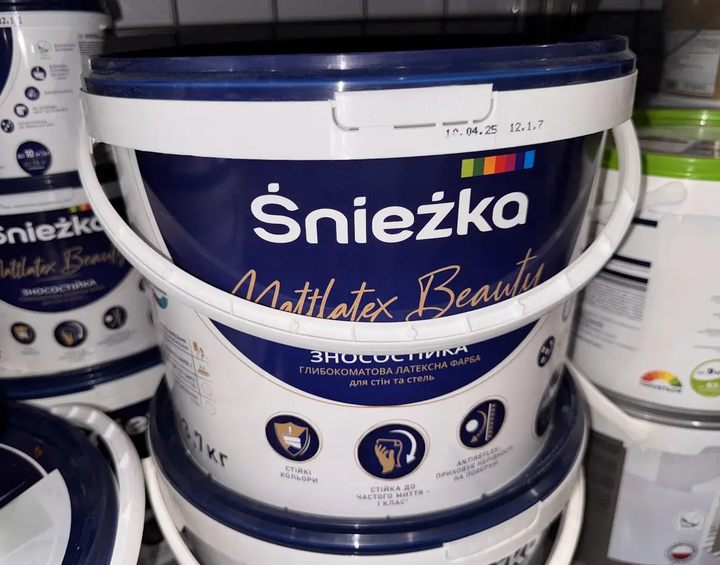 Фарба латексна водоемульсійна Sniezka Mattlatex Beauty глибокий мат білий 10 л (13,7 кг) - изображение 2