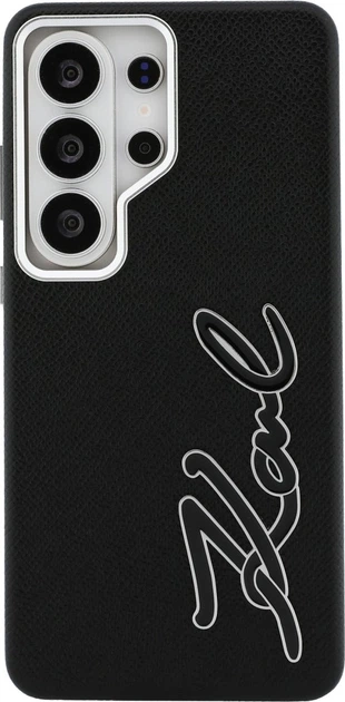 Чохол Karl Lagerfeld Grained Signature Metal Resin Logo для Samsung Galaxy S26 Ultra Black (KLHCS26LPGFKSRSK) - зображення 3