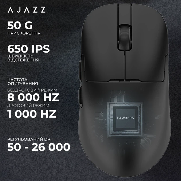 Ігрова бездротова миша Ajazz AJ159PRO -3 Mod-Black-3395-8K Charging Dock - изображение 8