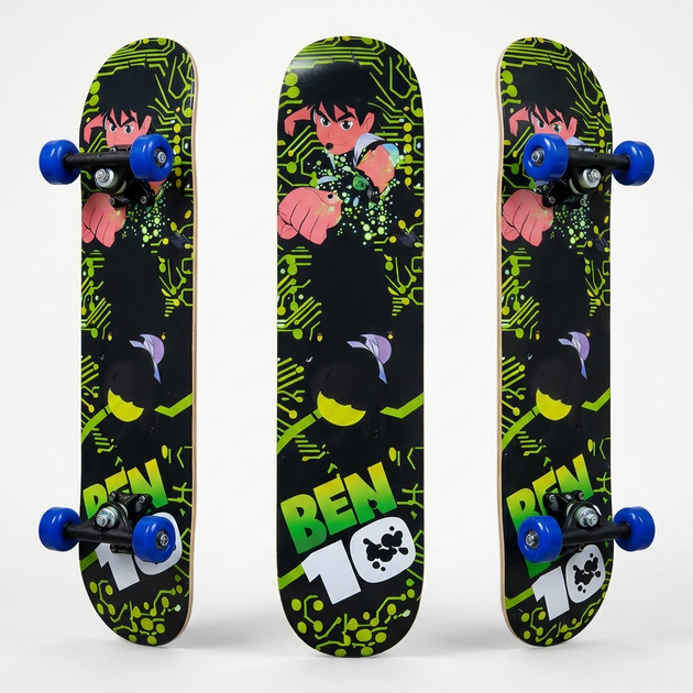 Скейтборд детский с защитой и шлемом 3в1 для мальчика Ben 10 SP-Sport 1407-2 Green-Black - Фото 2 Скейтборд детский с защитой и шлемом 3в1 для мальчика Ben 10 SP-Sport 1407-2 Green-Black - изображение 2