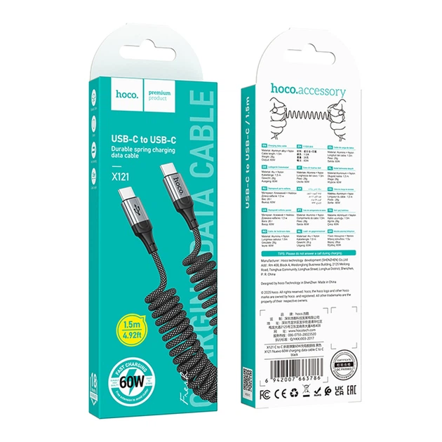 Кабель USB Hoco X121 Type-C to Type-C 60W 1.5m - зображення 5