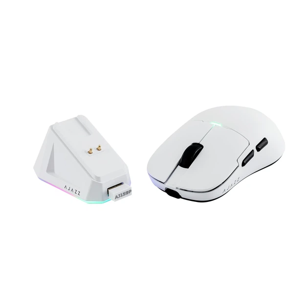 Бездротова мишка Ajazz AJ159P MC White PAW3311 / 12000 DPI / 56 г / RGB / магнітна док-станція / 2.4G + Bluetooth + USB-C - Фото 1 Бездротова мишка Ajazz AJ159P MC White PAW3311 / 12000 DPI / 56 г / RGB / магнітна док-станція / 2.4G + Bluetooth + USB-C - изображение 1