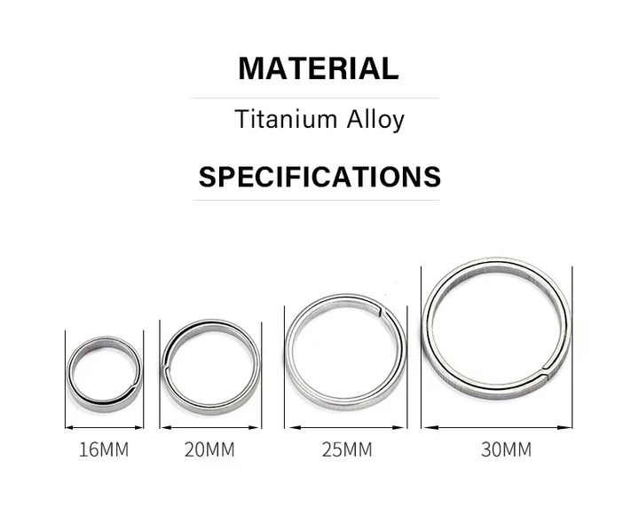 Титановое кольцо плоское для ключей Titanium Rings 20 мм / 1 штука FTQ20 - изображение 4