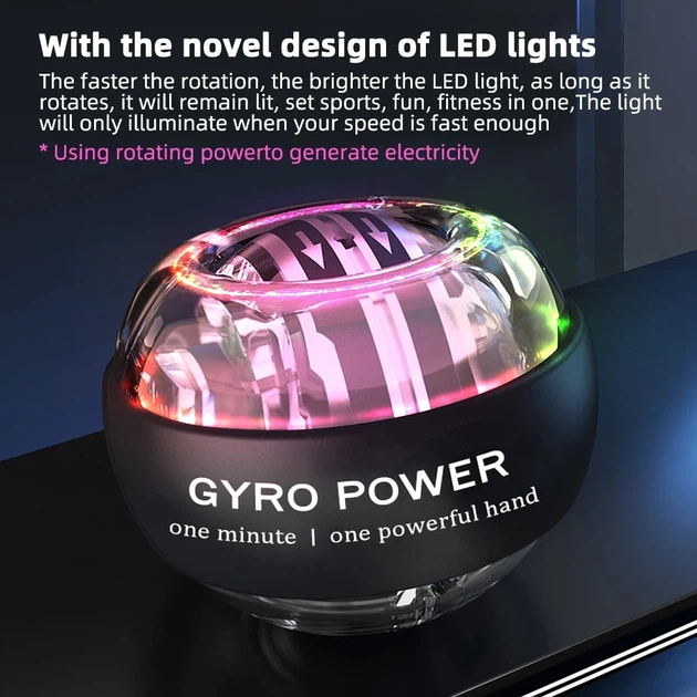 Гіроскопічний тренажер для кистей рук з LED-індикатором швидкості GT7. Кистьовий тренажер / Гіробол / Еспандер - зображення 8