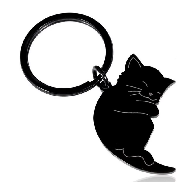 Брелок металевий (пара) для ключів, сумок, рюкзаків "Котики — Хлопчик + Дівчинка" Чорно-білий - Фото 5 Брелок металевий (пара) для ключів, сумок, рюкзаків "Котики — Хлопчик + Дівчинка" Чорно-білий - зображення 5