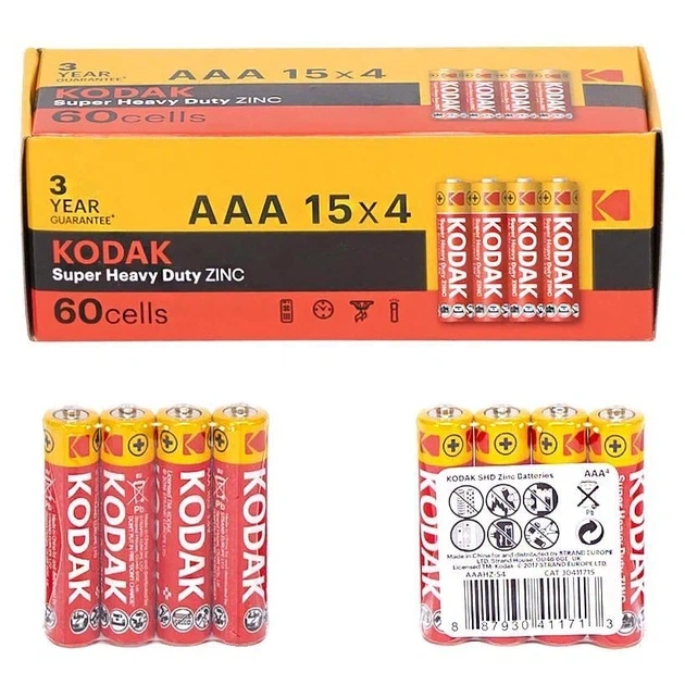 Батарейка R3 Kodak Super Heave Duty AAA (60 ШТУК) сольова, міні пальчикова - зображення 4