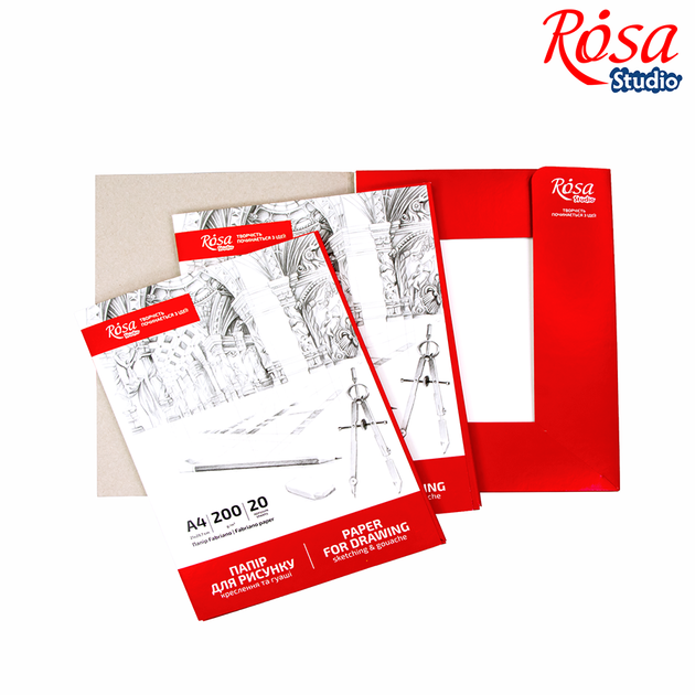 Папка для рисунку та креслення А4 21х29,7см 200г/м2 20л Дрібне зерно ROSA Studio - изображение 3