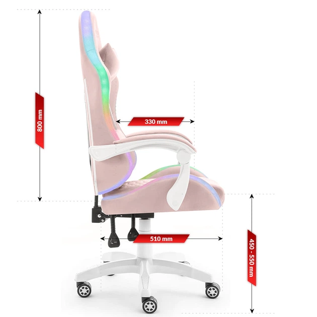 Геймерське крісло тканинне Hell's Chair HC-1000 Pink LED - изображение 9