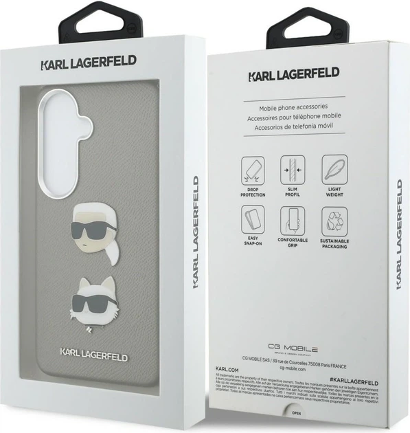 Чохол Karl Lagerfeld Saffiano Double Heads Metal для Samsung Galaxy S26 Silver (KLHCS26SPSFDHPOG) - зображення 8