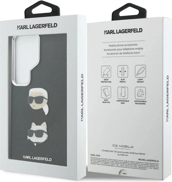 Чохол Karl Lagerfeld Saffiano Double Heads Metal для Samsung Galaxy S26 Ultra Black (KLHCS26LPSFDHPOK) - зображення 8