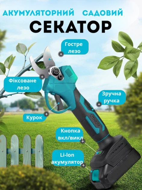 Акумуляторный садовый набор – мини-пила, секатор, телескопическая штанга, 2 аккумулятора - изображение 7