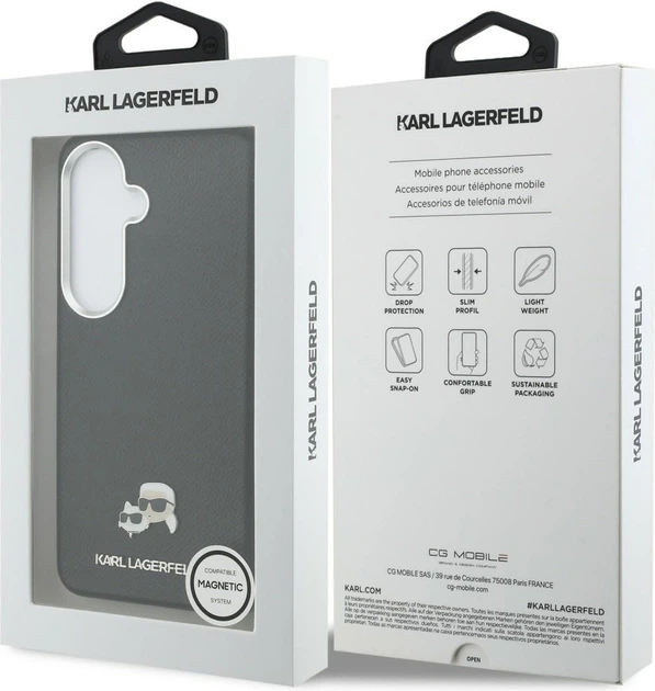Чохол Karl Lagerfeld Saffiano KC Metal Logo MagSafe для Samsung Galaxy S26 Black (KLHMS26S6PFKCLK) - зображення 8