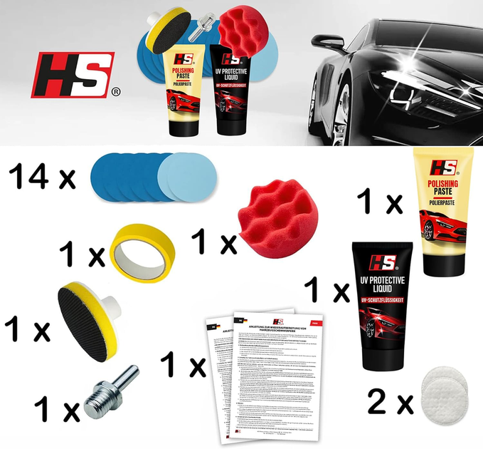 Комплект для полірування фар авто | Ремонт тьмяних та матових фар | Headlight Treatment Set, швидкий ефект - зображення 4