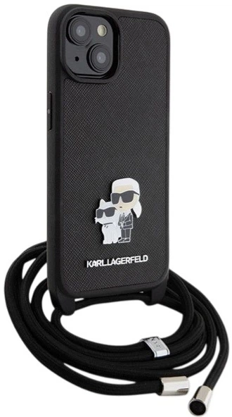 Панель Karl Lagerfeld Crossbody Saffiano Metal Pin Karl&Choupette для Apple iPhone 15 Black (3666339165758) - зображення 3