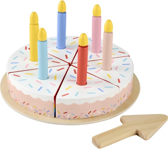 Układanka drewniana Fisher-Price Tort ze świeczkami 14 elementów JGR82 (194735321117) - obraz 2