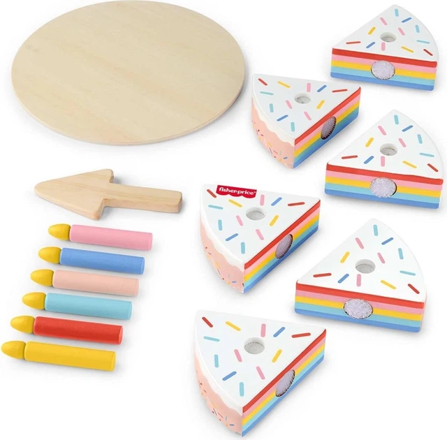 Układanka drewniana Fisher-Price Tort ze świeczkami 14 elementów JGR82 (194735321117) - obraz 3