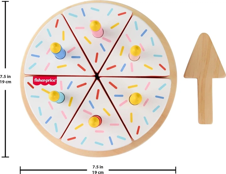 Układanka drewniana Fisher-Price Tort ze świeczkami 14 elementów JGR82 (194735321117) - obraz 4