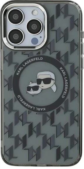 Панель Karl Lagerfeld IML Monogram Karl & Choupette Head MagSafe для Apple iPhone 15 Pro Black (3666339284909) - зображення 3
