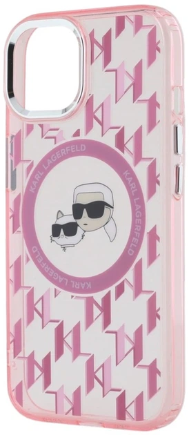 Панель Karl Lagerfeld IML Monogram Karl & Choupette Head MagSafe для Apple iPhone 15 Pink (3666339285029) - зображення 5